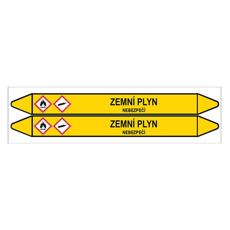 Značení potrubí, zemní plyn,2 ks, 450 × 52 mm